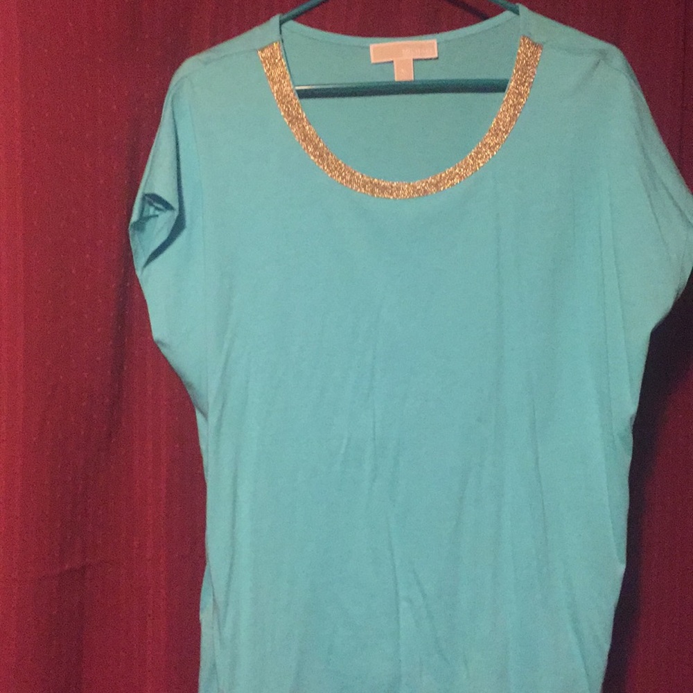 Micheal Kors turquoise shirt sleeve shirt